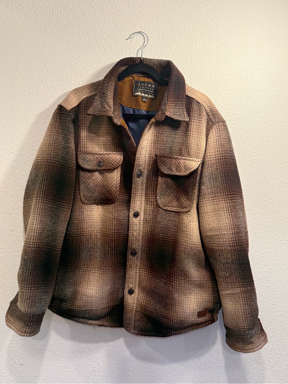 Jachs New York wool flannel heavy jacket tan/beige Size Large